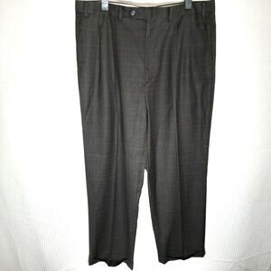 Ralph Lauren 38x32 Dress Pants Mens Gray Plaid Flat Front Viscose Slacks